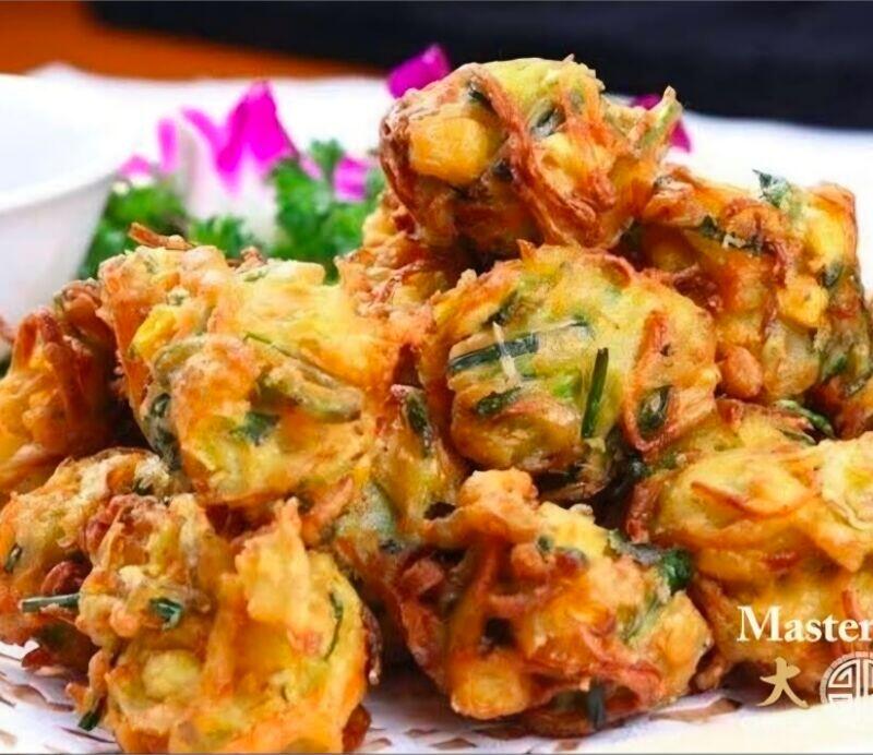 Fried shirmp vegetables balls